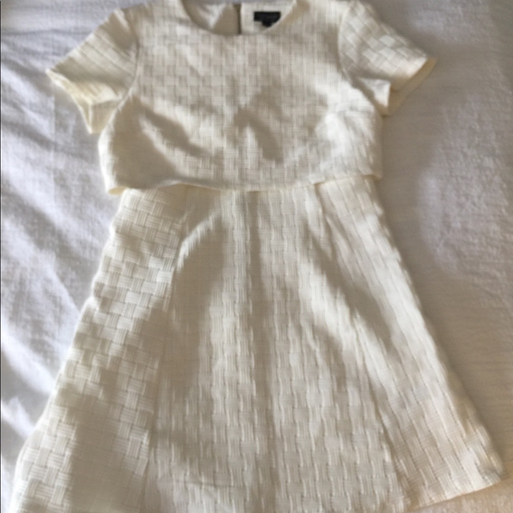 Topshop basket weave ivory dress